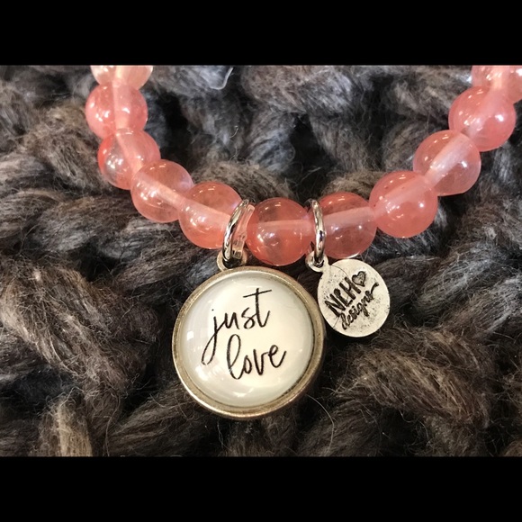 NLH Inspirational Cherry Quartz Stretch Charm Bracelet - Picture 4 of 11